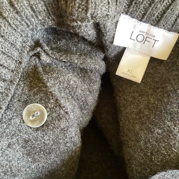 Loft Wool Military Jacket Pea Coat Peplum Charcoal Gray Size Medium Women's - Picture 9 of 13